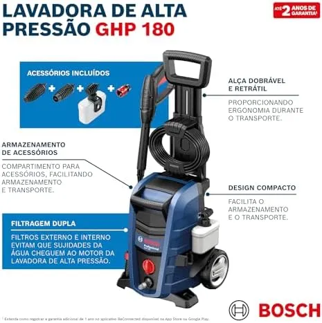 Bosch Lavadora de Alta Pressão GHP 180 1800 PSI 1500W 220V - Imagem 7 - Lavadora de Pressão